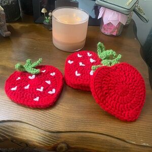 Handmade Red Strawberry Coasters